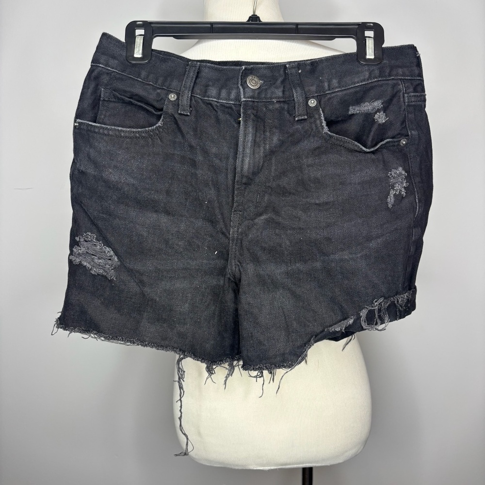 Old Navy - Black High Rise Slouchy Straight Shorts